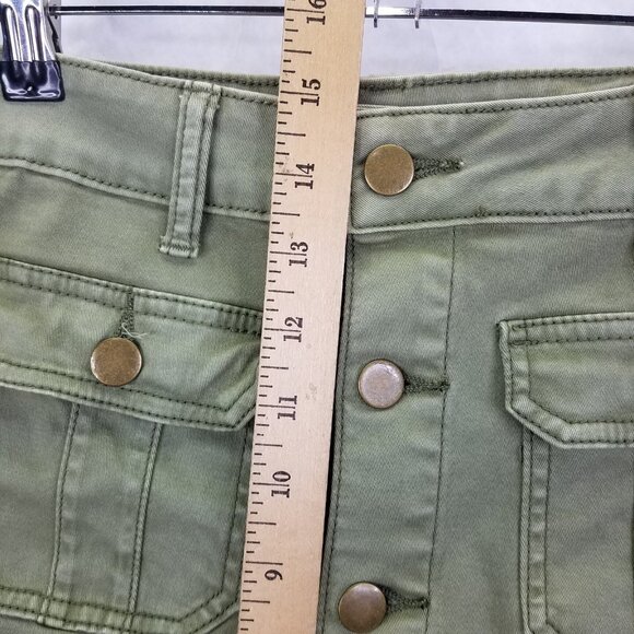Altar’d State Mini Skirt Womens Small Green Button Up Pencil Front Pockets Denim - Picture 9 of 9